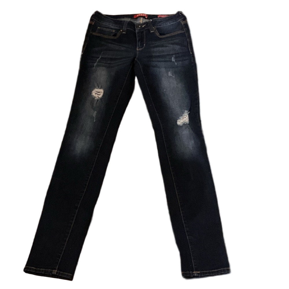 Stylish Dark Blue Women’s Distresses Skinny Jeans